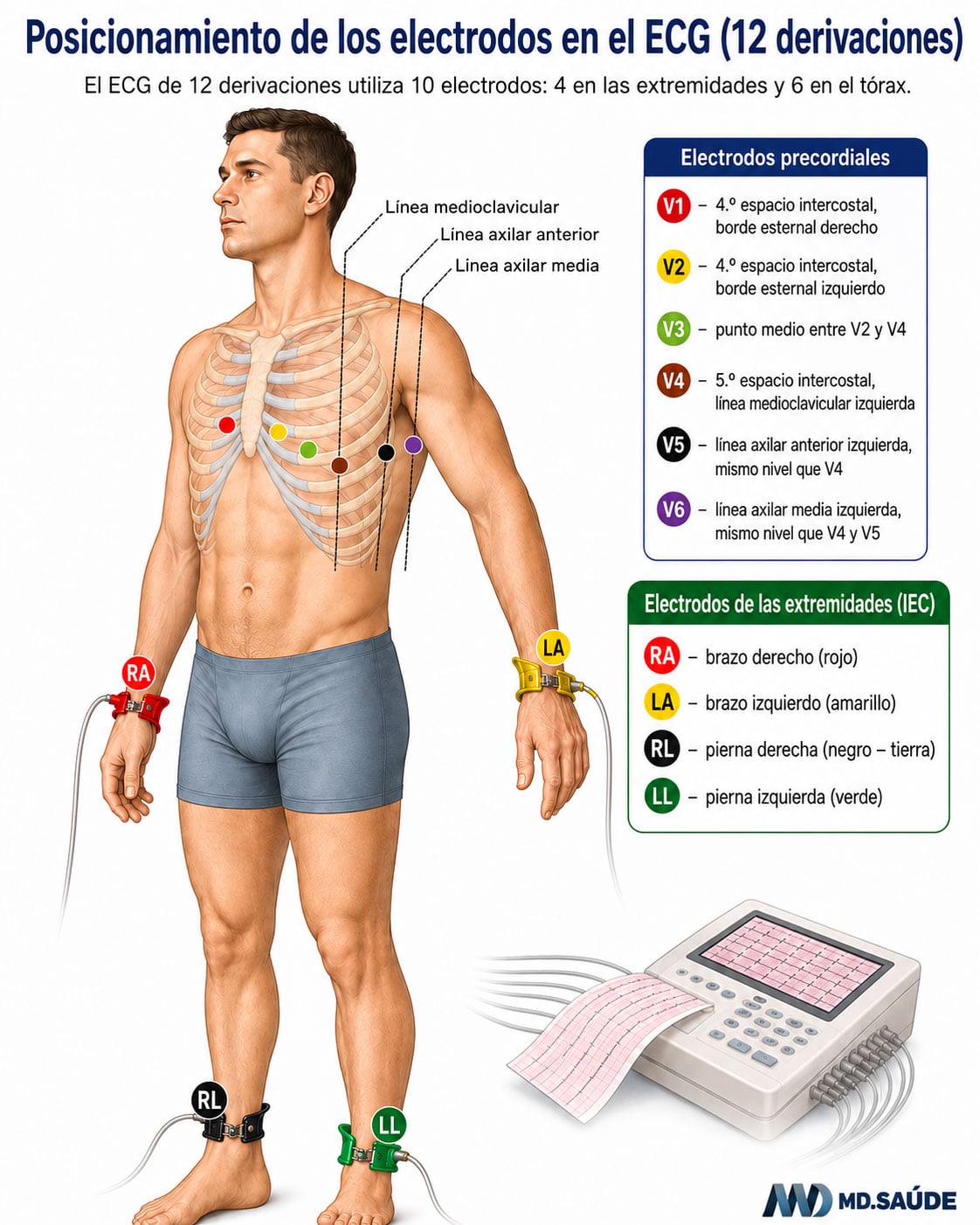 Electrodos del electrocardiograma