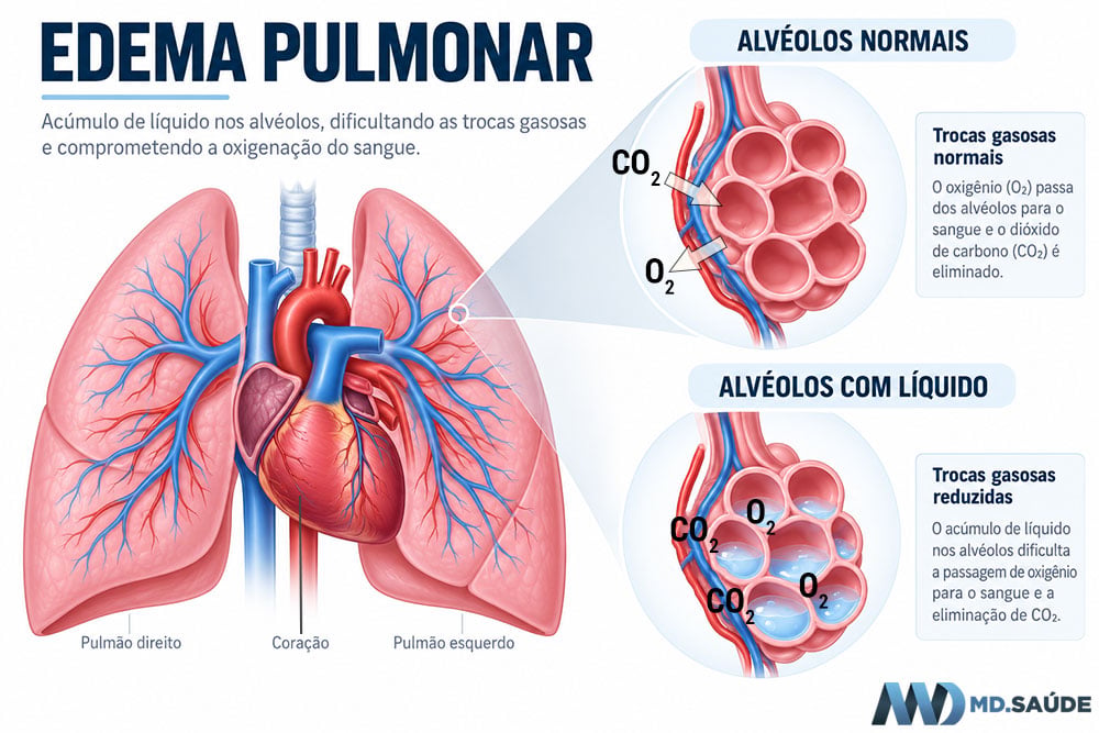 Alvéolos no edema agudo do pulmão