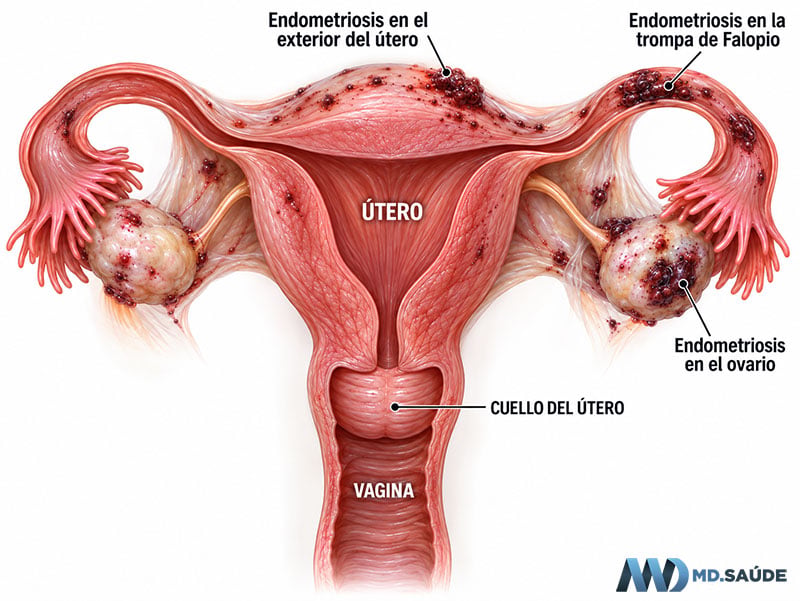 Localizaciones frecuentes de la endometriosis