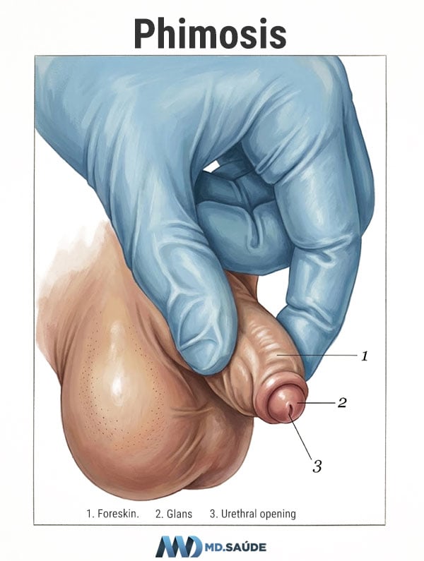 Phimosis — narrowing of the foreskin opening that makes it difficult or impossible to fully expose the glans.