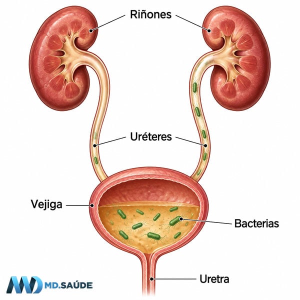 Bacterias de la vejiga subiendo al riñón