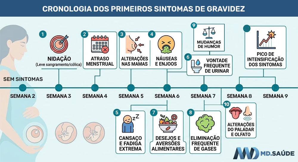20 Primeiros Sintomas de Gravidez (em ordem cronológica)