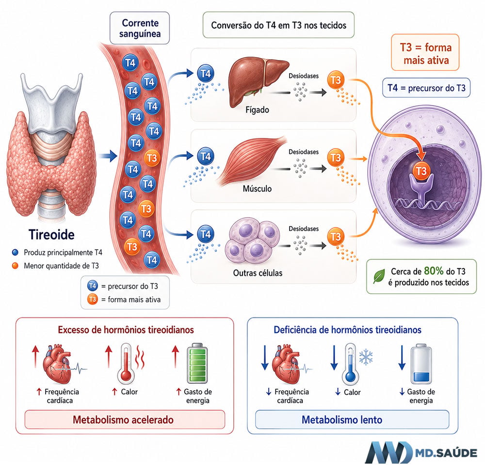 Produção de T3 e T4 pela tireoide