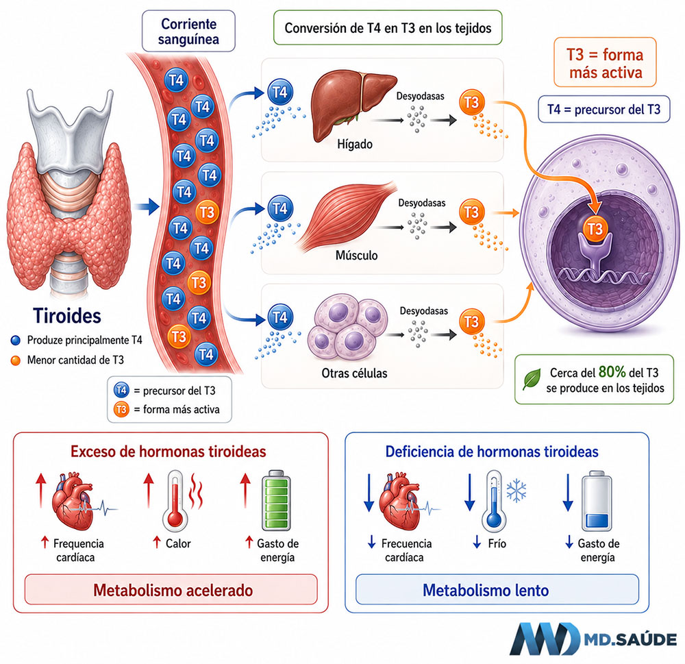 Producción de T3 y T4 por la tiroides